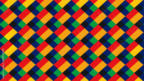Vibrant geometric pattern of colorful rectangles in diagonal layout
