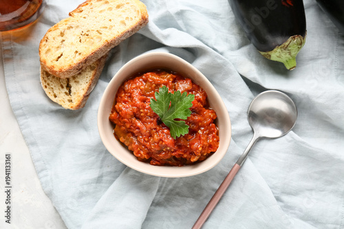 Bowl of vegetable stew serv...