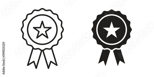 Award icon black, line, flat vector, isolated illustration.