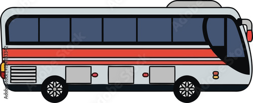 Side view of a modern passenger travel bus, isolated on white background