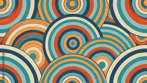Retro concentric circles pattern design, a vibrant background graphic