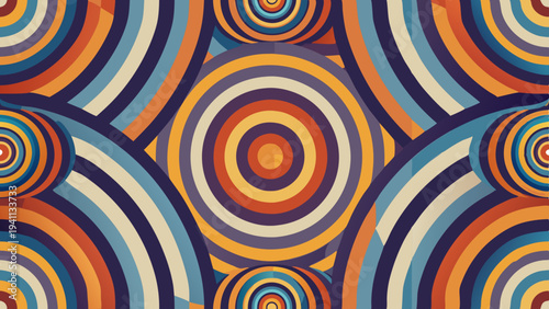Retro concentric circles background with warm color palette
