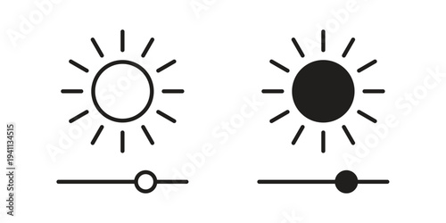 Brightness icon black, line, flat vector, isolated illustration.