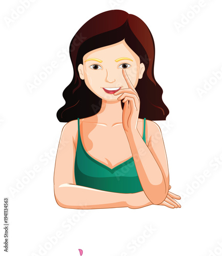s a cartoon vector illustration of a young woman,