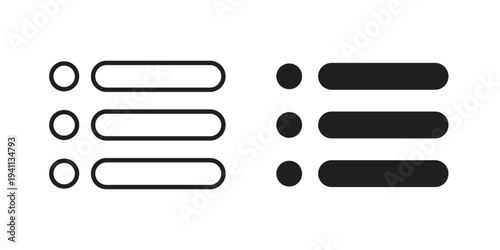 Bulleted list icon black, line, flat vector, isolated illustration.