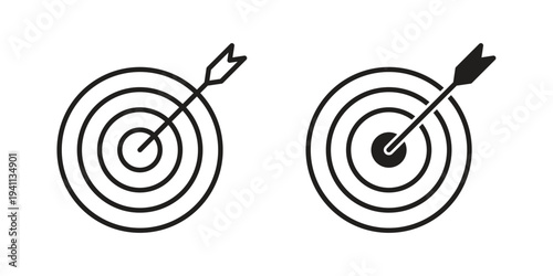 Bulls eye icon black, line, flat vector, isolated illustration.