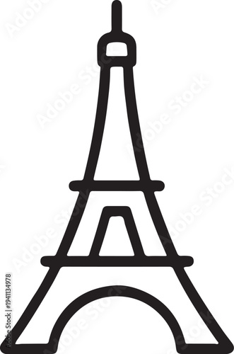 Eiffel tower One line drawing isolated on white background