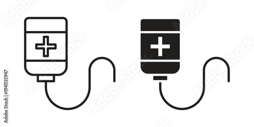 Chemotherapy icon black, line, flat vector, isolated illustration.