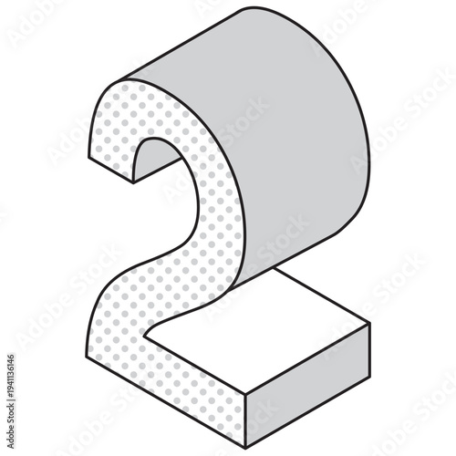 数字「2」のシンプルなアイコンイラスト