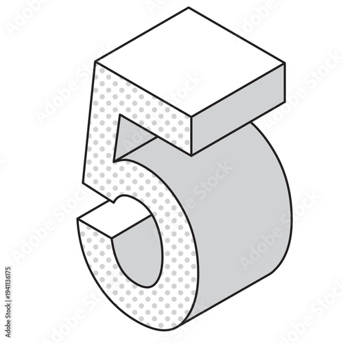 数字「5」のシンプルなイラスト