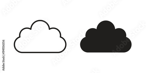 Cloud icon black, line, flat vector, isolated illustration.