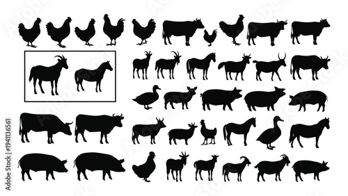 A collection of farm animal silhouettes