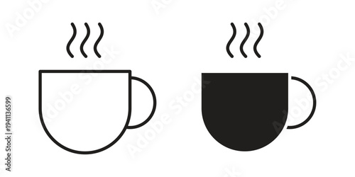 Coffee icon black, line, flat vector, isolated illustration.