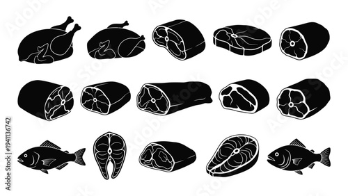 A collection of various seafood types