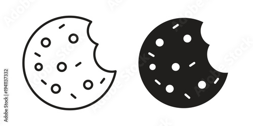 Cookie icon black, line, flat vector, isolated illustration.