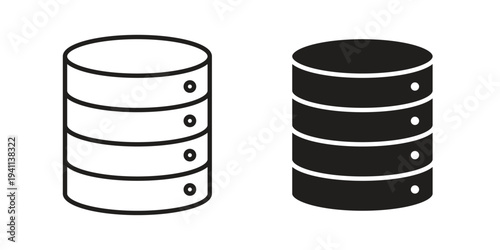 Database icon black, line, flat vector, isolated illustration.