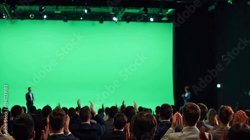 Wallpaper Mural Audience applauding on stage with green screen Torontodigital.ca