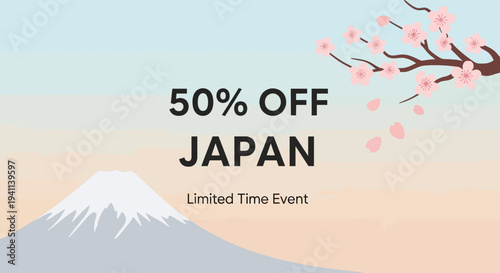 Mount Fuji and cherry blossoms: Japan travel promotion banner