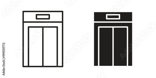Elevator icon black, line, flat vector, isolated illustration.