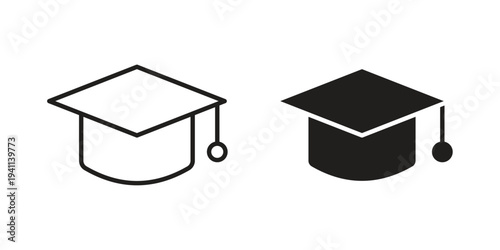 Education icon black, line, flat vector, isolated illustration.