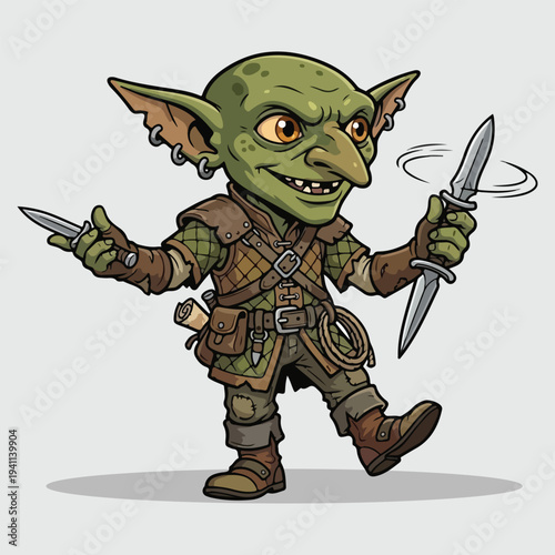 Mischievous Fantasy Goblin Character with Daggers