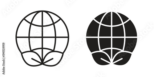 Environment icon black, line, flat vector, isolated illustration.