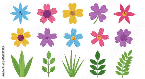 bsJKB colorful flowers and leaves arrangement in a garden with vibrant blooms