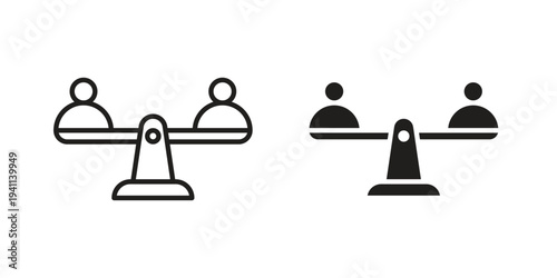Equality icon black, line, flat vector, isolated illustration.