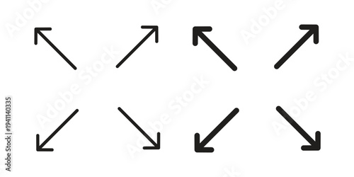 Expand icon black, line, flat vector, isolated illustration.