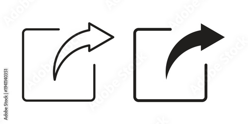 Export icon black, line, flat vector, isolated illustration.