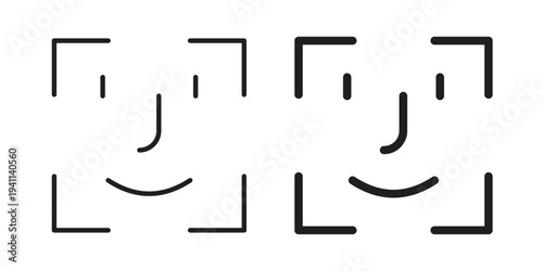 Face id icon black, line, flat vector, isolated illustration.