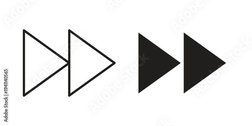 Fast forward icon black, line, flat vector, isolated illustration.