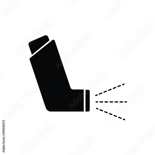 Asthma Inhaler Icon Silhouette for Medical Health Care and Respiratory Treatment
