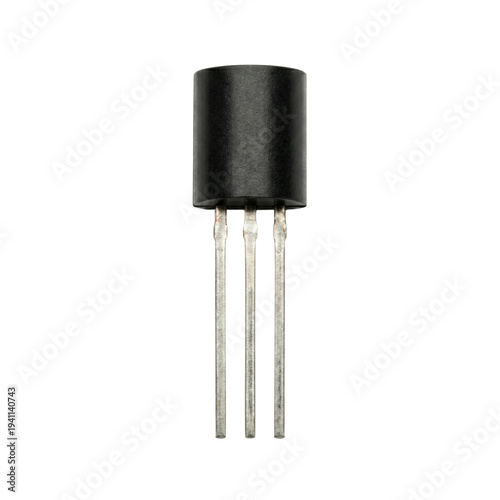 Quadro su tela Electronic black transistor component with three metal pins