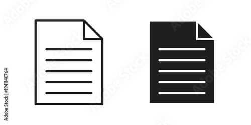 File icon black, line, flat vector, isolated illustration.