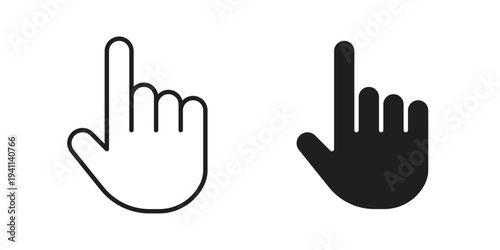 Finger icon black, line, flat vector, isolated illustration.