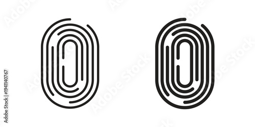 Fingerprint icon black, line, flat vector, isolated illustration.