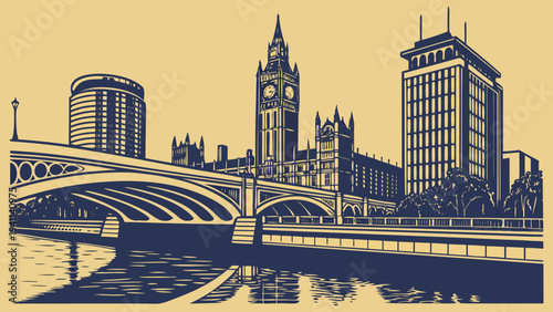 Manchester Skyline at Dusk with River Reflection Long Exposure Photography