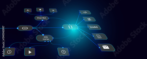Artificial intelligence agent system concept . AI technology enabling intelligent task management and digital process optimization