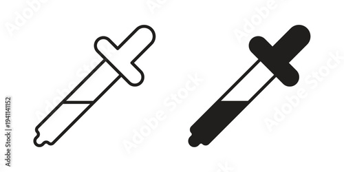 Eye dropper icon black, line, flat vector, isolated illustration.