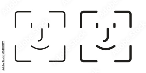 Face id icon black, line, flat vector, isolated illustration.