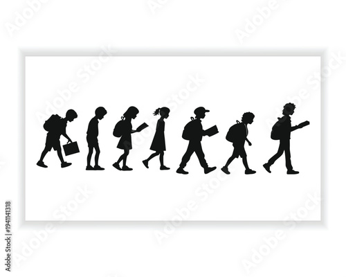 Classroom Kids Characters Collection, Student Faces and School Children Icon Set Vector