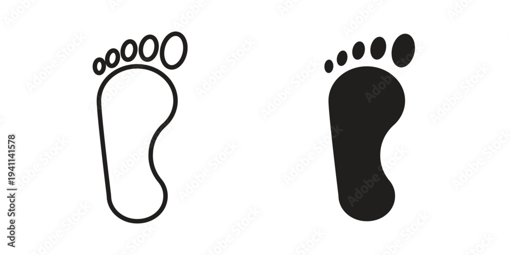 Obraz premium Foot icon black, line, flat vector, isolated illustration.