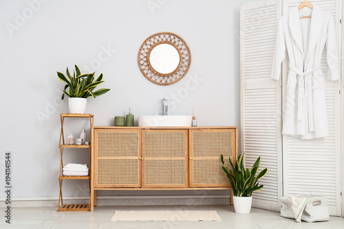 Interior of bathroom with s...