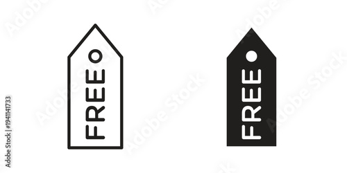 Free tag icon black, line, flat vector, isolated illustration.