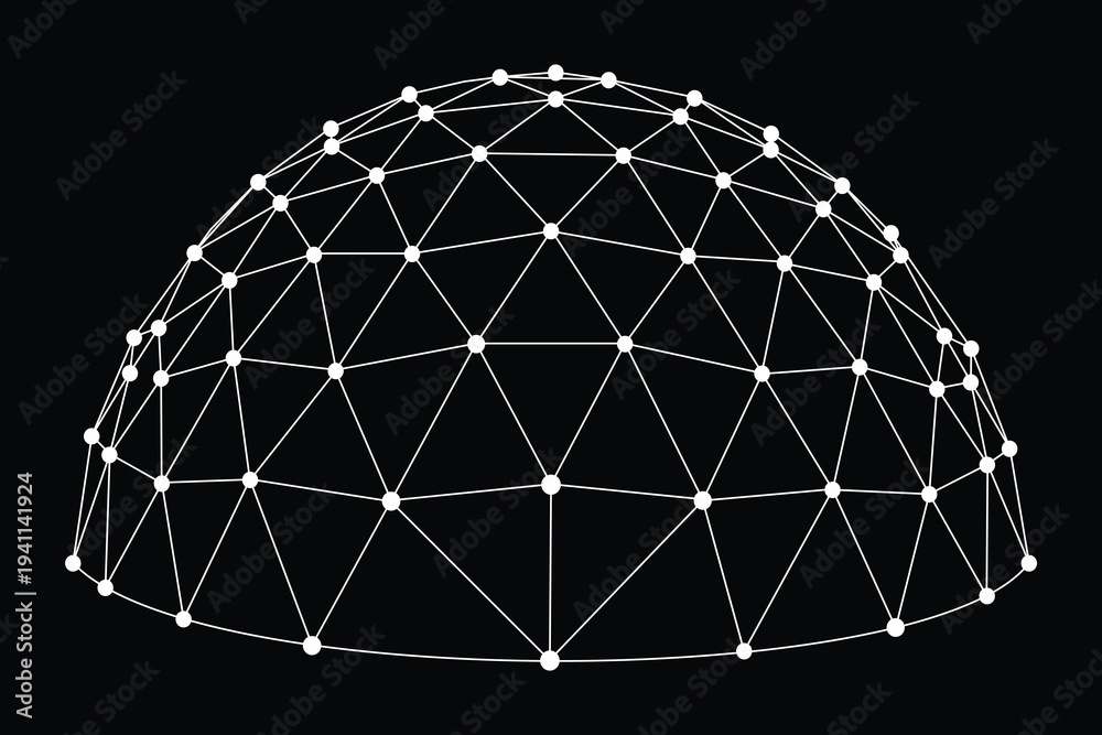 Photos Abstract geodesic dome wireframe with polygon mesh structure