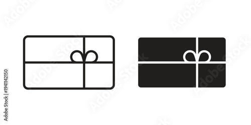 Gift card icon black, line, flat vector, isolated illustration.