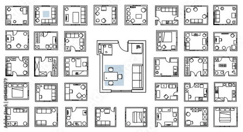 various schematic floor plans for different rooms and living spaces perfect for interior design inspiration
