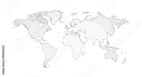 World map in simple gray tones for global business and travel
