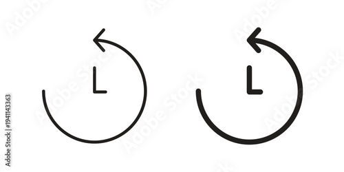 History icon black, line, flat vector, isolated illustration.